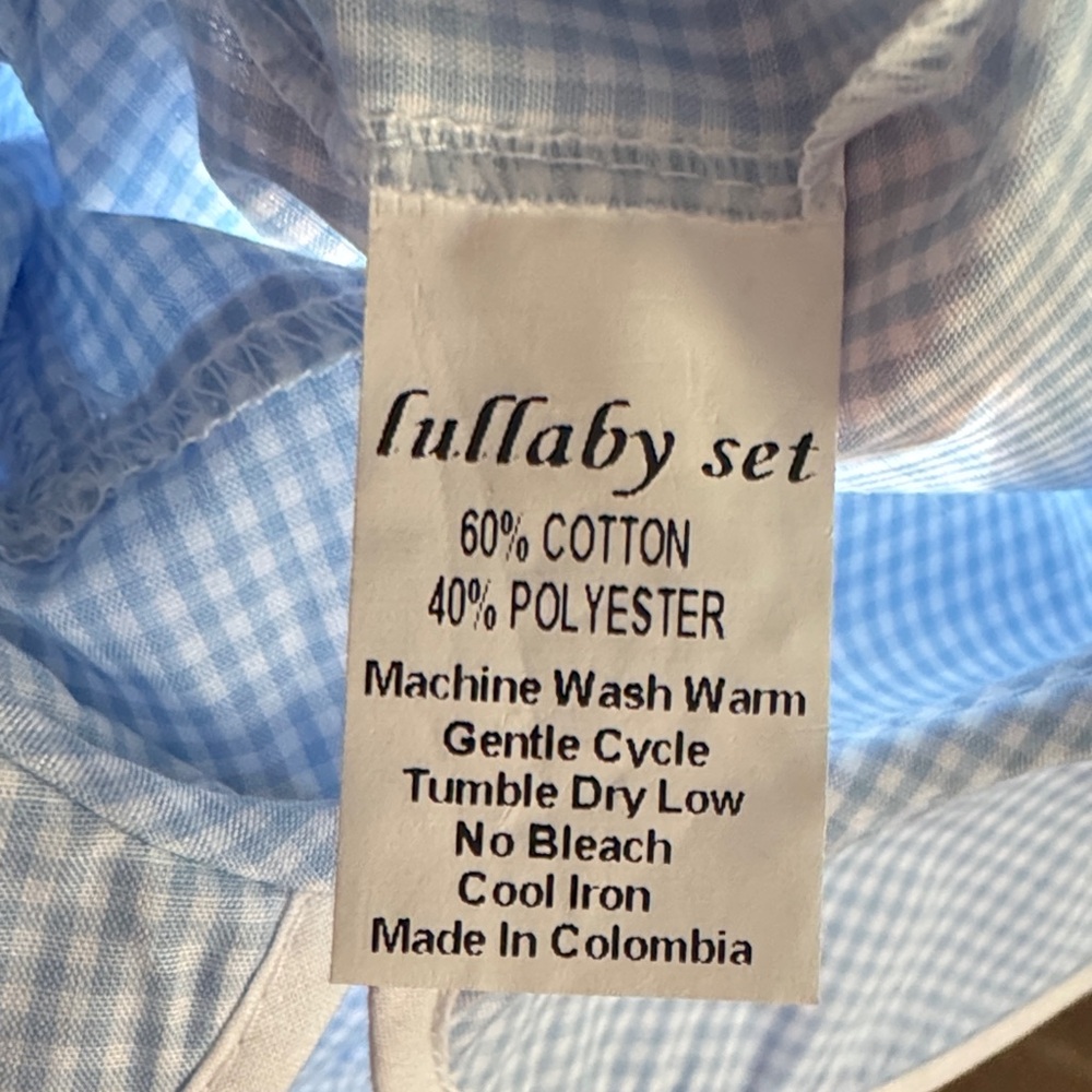 Lullaby Set New With Tags Light Blue Gingham Baby Romper with Peter Pan Collar - Picture 3 of 14